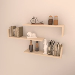 3 Lü L Raf Set   60 cm   Krem  Parlak