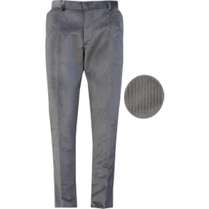 Erkek Gri Kadife Ince Fitilli Klasik Kesim Cepli Pantolon