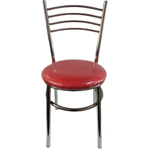 Yılmaz Masacılık Nikelajlı Kırmızı 6 Adet Tatlı Mutfak Bahçe Sandalyesi