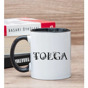 Hediye Dükkanı Kişiye Özel Çiçekli Harf Tasarım İsim Yazılı Siyah Kupa Bardak