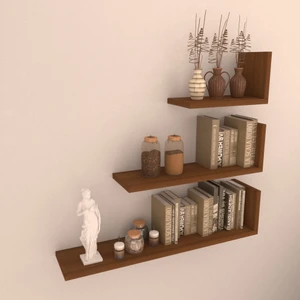 3'lü Pablo Duvar Raf Seti Hareli Ceviz