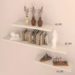 3'lü Gizli Bağlantılı Raf Set  80 x 40 x 40  Beyaz