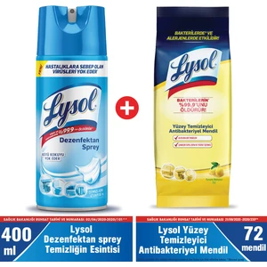 Dezenfektan Sprey Temizliğin Esintisi 400 ml Islak Mendil 72'li Yüzeyler Için