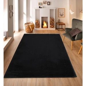 Balat Halı Kalın Yumuşak Kaymaz Taban Siyah Peluş Halı-40x60 cm