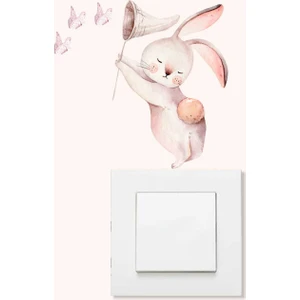 Piksel Grafik Yıldız Avcısı Tavşan Priz Sticker