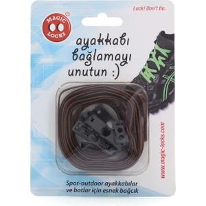 Magic Locks Kahverengi Kilitli Elastik Akıllı Bağcık(Düz)