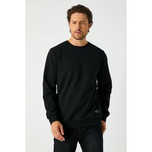 Erkek Siyah Basic Bisiklet Yaka Sweatshirt