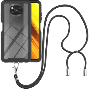 Xiaomi Poco X3 Nfc / X3 Pro İçin Şeffaf Bumper Shockproof Ayarlanabilir Çapraz Askılı Askılı Tam Koruma Kılıf Kapaklı Siyah (Yurt Dışından)