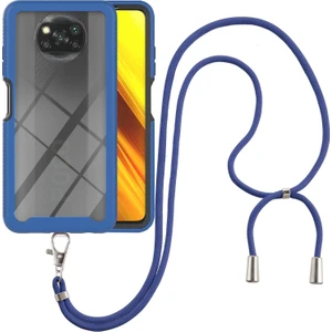 Xiaomi Poco X3 Nfc / X3 Pro İçin Şeffaf Bumper Shockproof Ayarlanabilir Çapraz Askılı Askılı Tam Koruma Kılıf Kapaklı Mavi (Yurt Dışından)