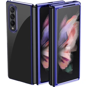 Samsung Galaxy Z Fold 3 5G İçin İnce Kaplama Frame Açık Korumalı Kılıf Kapaklı Mavi (Yurt Dışından)
