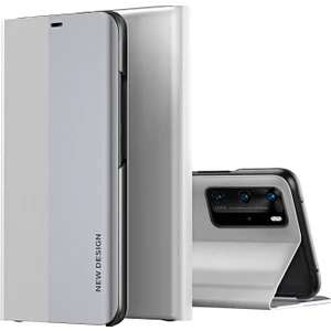 Huawei P40 Pro İçin İnce Flip Deri Manyetik Kılıf Kapaklı Beyaz (Yurt Dışından)