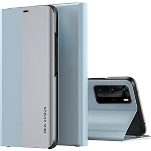 Huawei P40 Pro Için Ince Flip Deri Manyetik Kılıf Kapaklı Mavi (Yurt Dışından)