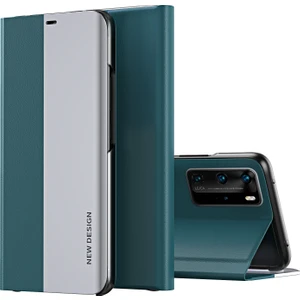 Huawei P40 Pro İçin İnce Flip Deri Manyetik Kılıf Kapaklı Yeşil (Yurt Dışından)