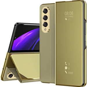 Samsung Galaxy Z Fold 3 5G İçin Pc Pu Deri Standlı Pencereli Kılıf (Yurt Dışından)