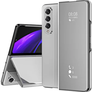 Samsung Galaxy Z Fold 3 5G İçin Pc Pu Deri Standlı Pencereli Kılıf (Yurt Dışından)