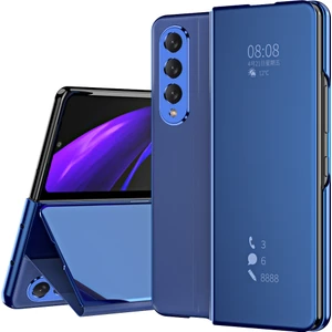 Samsung Galaxy Z Fold 3 5G İçin Pc Pu Deri Standlı Pencereli Kılıf (Yurt Dışından)