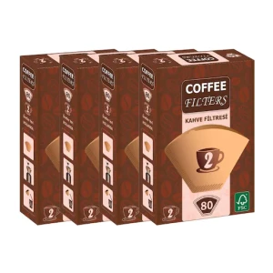 Filters 1/2 2 Numara Filtre Kahve Kağıdı 80'li -  4 Paket