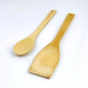 Çanak Sepeti Bambu Spatula ve Bambu Servis Kaşığı 2'li Set