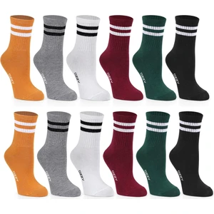 Ozzy Socks Kadın 12' Li Karışık Renkli Çizgili Tenis Çorabı