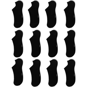 Ozzy Socks 12 Çift Dikişsiz Kadın Siyah Bambu Görünmez (Sneaker) Spor Ayakkabı Çorabı