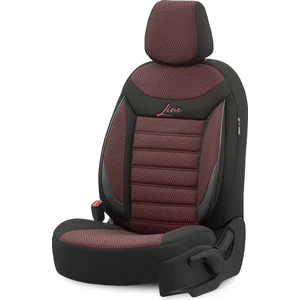 Line Design Airbag Dikişli Ekstra Destekli Özel Tasarım Oto Koltuk Kılıfı Tam Set Bordo-Siyah