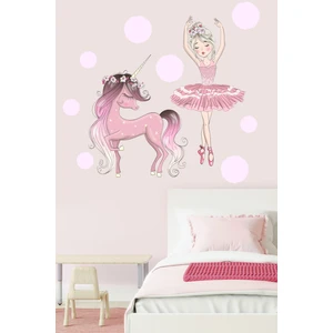 Balerin ve Unicorn Çocuk Odası Stickeri