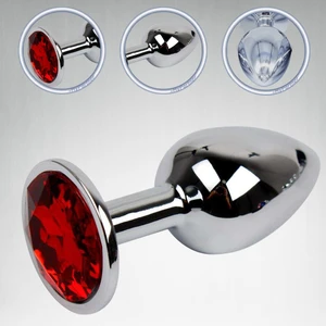 Diamond Özel Seri Metal Kırmızı Taşlı Anal Plug ve Anal Tıkaç