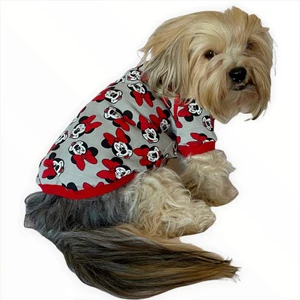 Red Mickey Ince Köpek Ceketi Köpek Kıyafeti Köpek Elbisesi Köpek Modası