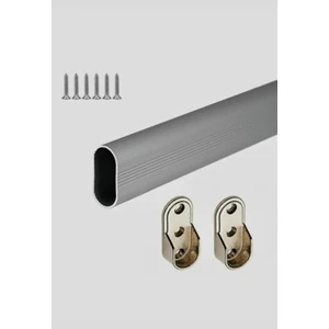 Oval Alüminyum  Dolap Içi Askı Borusu+2 Adet Flanş+Vidaları