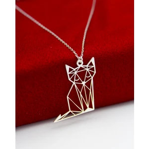 Silver And Silver 925 Ayar Gümüş Origami Uyuyan Kedi Kolye