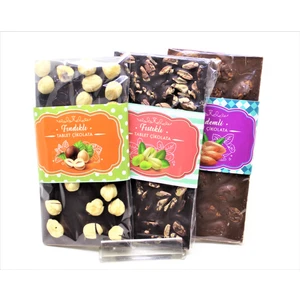Dark Brown Bitter Tablet Çikolata Antep Fıstığı, Fındık ve Badem 300 gr