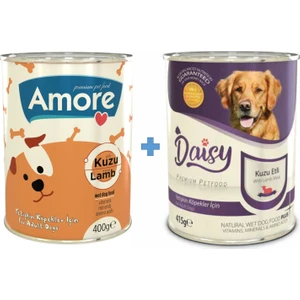 Kuzu Parça Etli Yetişkin Köpek Konserve Mama 3+3lü + Sticks ödül çubuğu 2x3 Adet