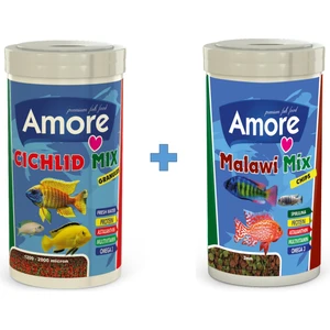 Malawi Mix Chips 250 ml + Cichlid Mix 250 ml Spirulina Astaxanthin Omega 3 Akvaryum Balık Yemi
