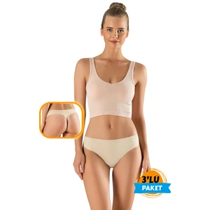 3'lü Lazer Kesim Kadın Slip Tanga Iz Yapmaz Toparlayıcı Ten Slikonlu