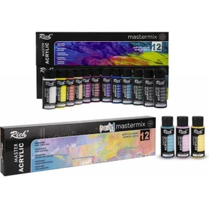 Mastermix Akrilik Boya 12 Canlı 12 Pastel Renkli 24x60 Cc Yüksek Örtücülük Özelliği