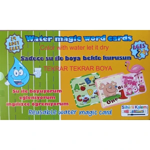 Water Magic Word Cards Sihirli Kalem ve 24 Adet Kart Ingilizce Öğreniyorum Su Ile Boyama Kalemi