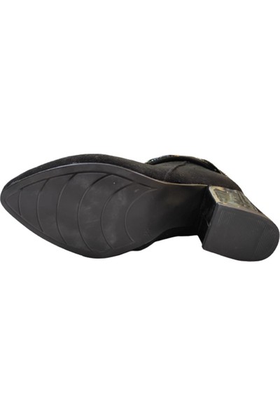 Talo 311 Kadın Günlük Kışlık Topuklu Ayakkabı Siyah Süet