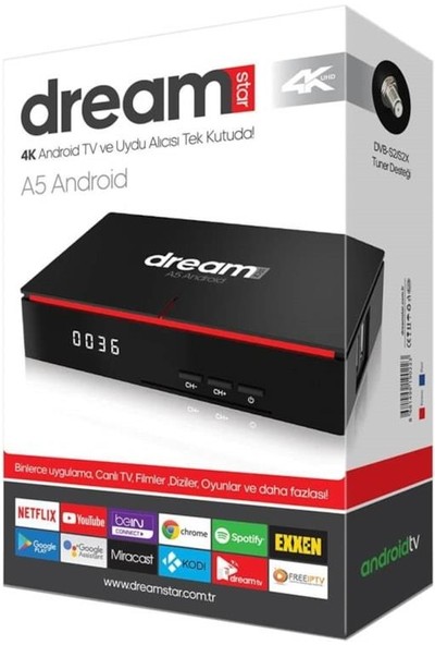 Dreamstar A5 Android 4K Tv Box Uydu Alıcısı 2gb Ram 16GB Hafıza