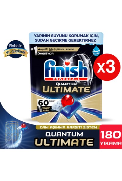 Finish Quantum Ultimate 180 Kapsül  Bulaşık Makinesi Deterjanı Tableti (60X3)