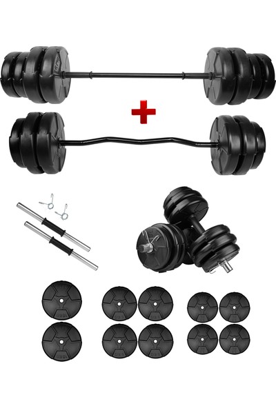 E-Life 58 kg Z Bar Dambıl Seti & Halter Seti Ağırlık Fitness Seti