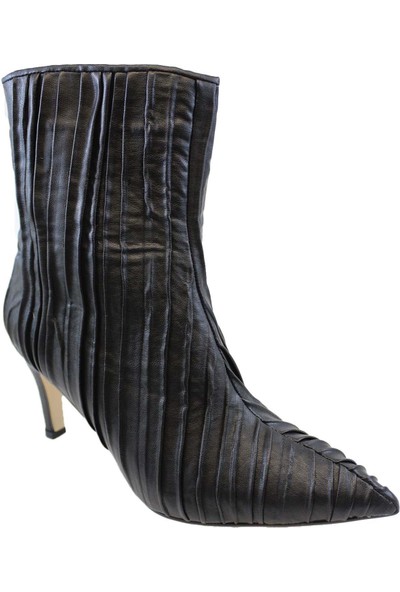 Uysal Kadın Modern Ince Topuk Siyah Bootie Ayakkabı