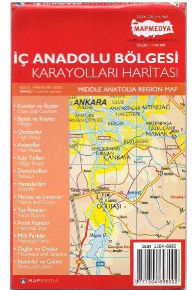 Map Medya Basın Yayın Iç Anadolu Bölgesi Karayolları Haritası Planı - Mıddle Anatolıa Regıon Map