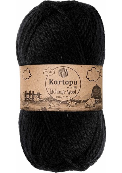 Melange Wool K940 Siyah Yünlü El Örgü İpi 100 gr