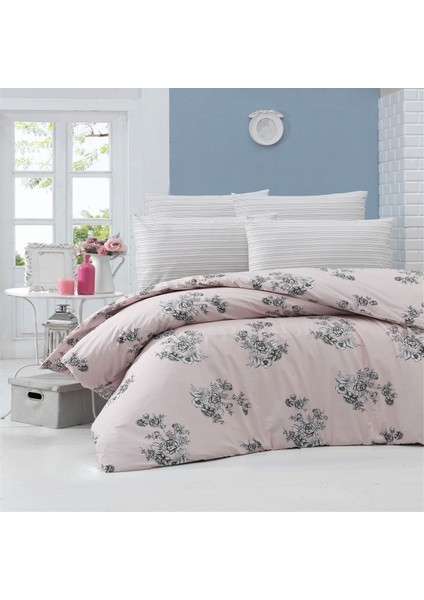 Çift Kişilik Ranforce Nevresim Takımı (Bouquet Grey)