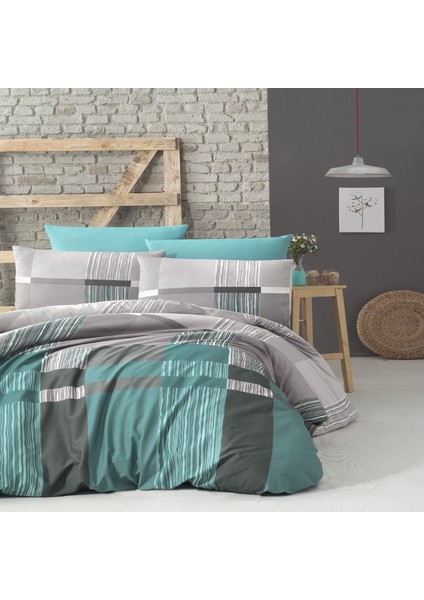 Çift Kişilik Ranforce Nevresim Takımı (Estela Turquoise)