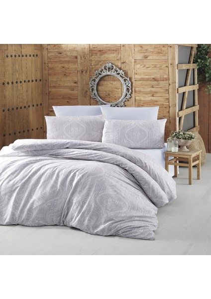 Çift Kişilik Ranforce Nevresim Takımı (Ornament Grey)