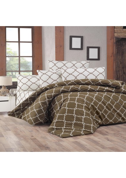 Çift Kişilik Ranforce Nevresim Takımı (Symbol Brown)