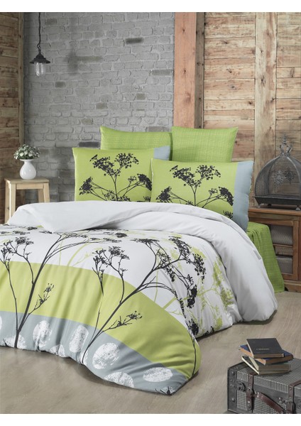 Çift Kişilik Polycotton Nevresim Takımı (Belezza Yeşil)