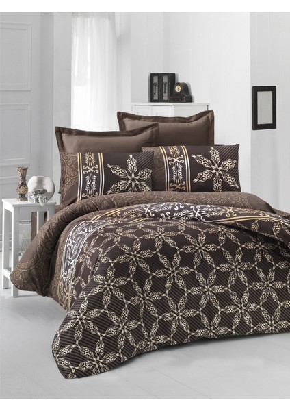 Çift Kişilik Exclusive Deluxe Saten Nevresim Takımı (Brown)