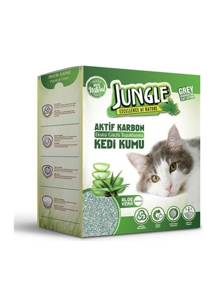 Karbonlu Aloe Veralı Gri Bentonit Kedi Kumu 6lt